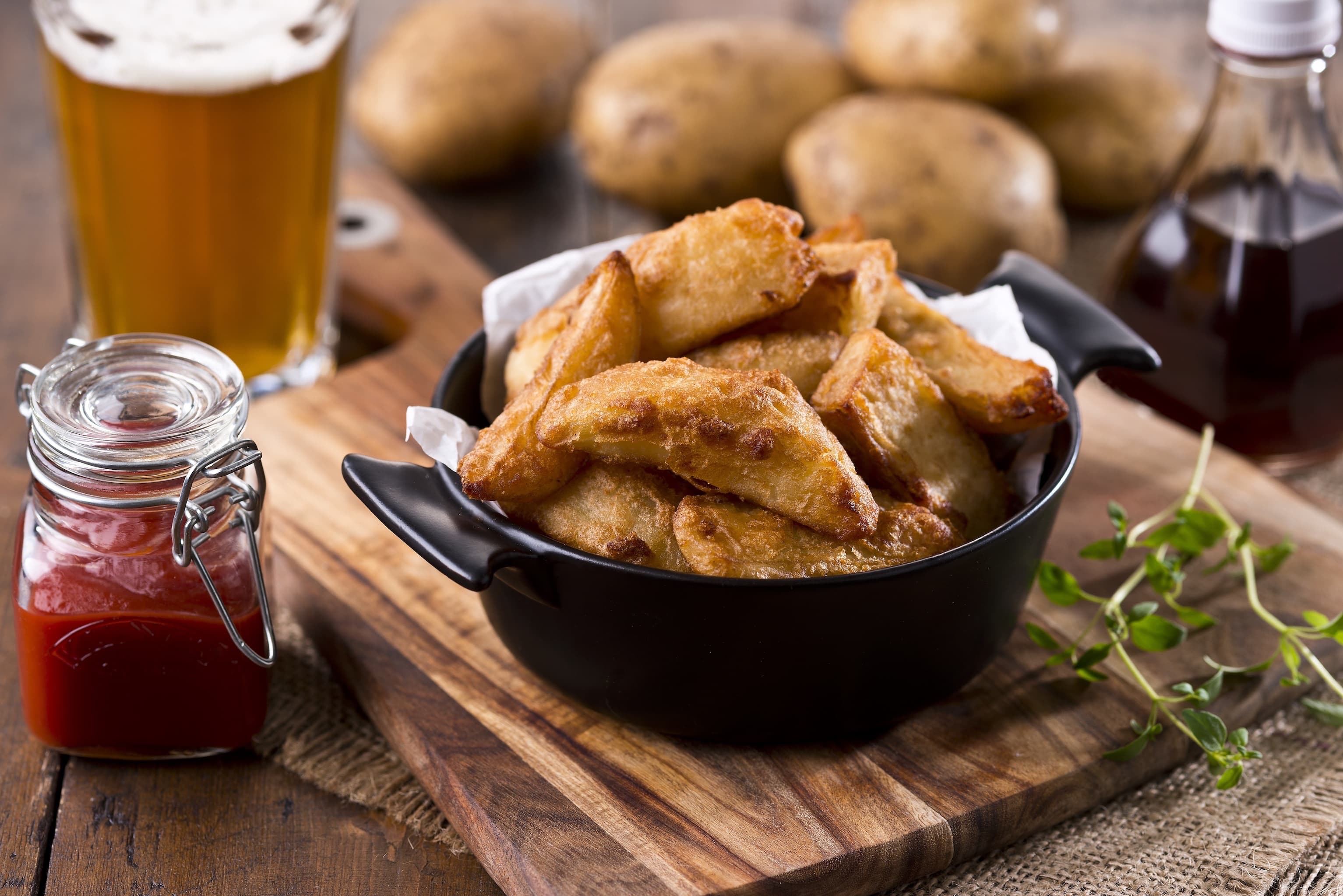 Beer Battered Chips & BBQ Dip