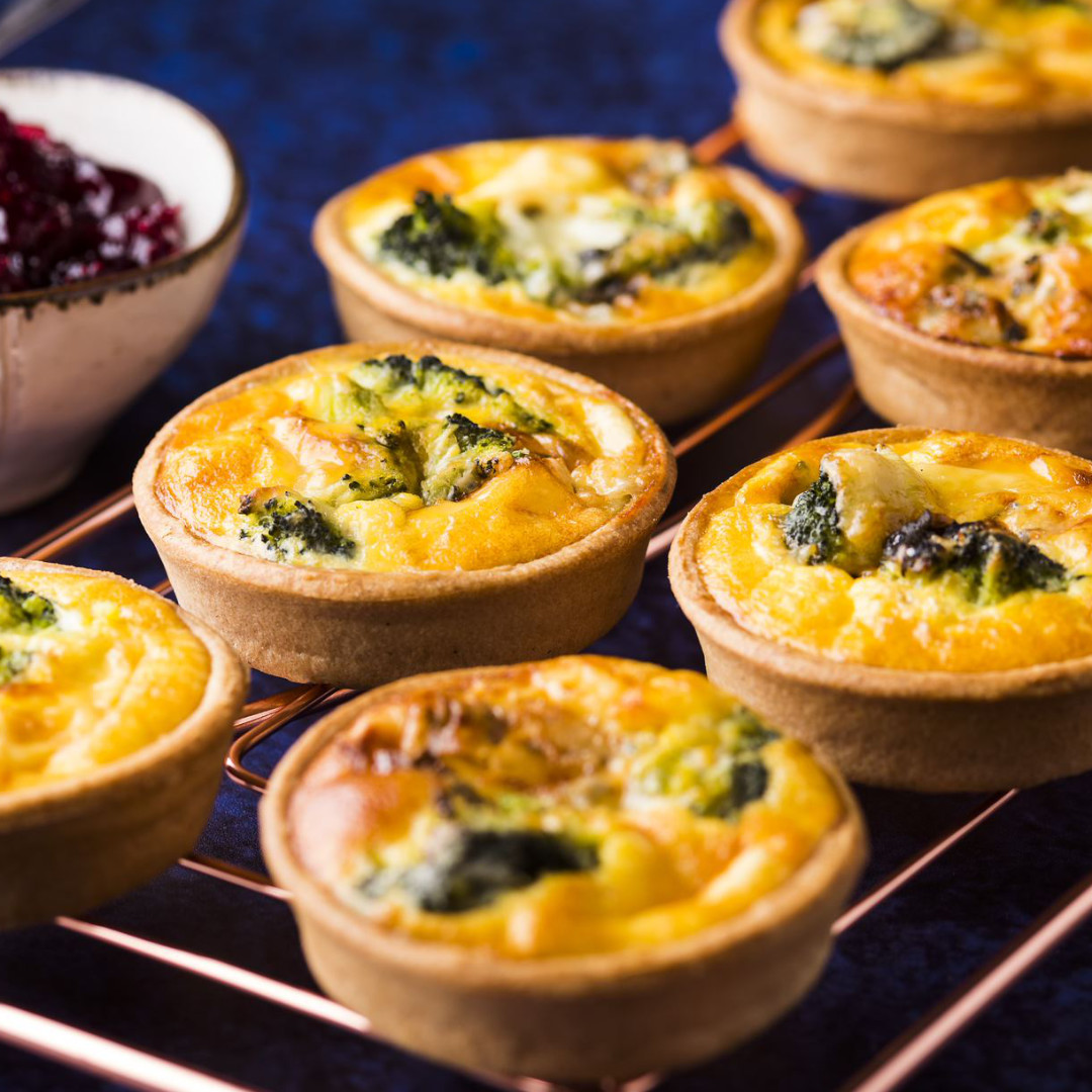 Broccoli, Onion and Three Cheese Tartlets